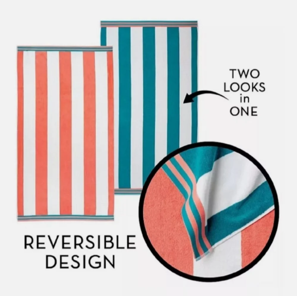 (Ew)Cabana Oversized  Reversible Beach towel 40 X 72